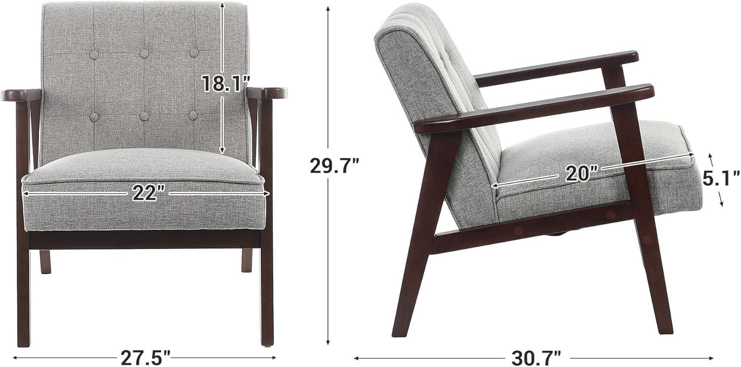 Light Gray Mid-Century Modern Wood Accent Chair