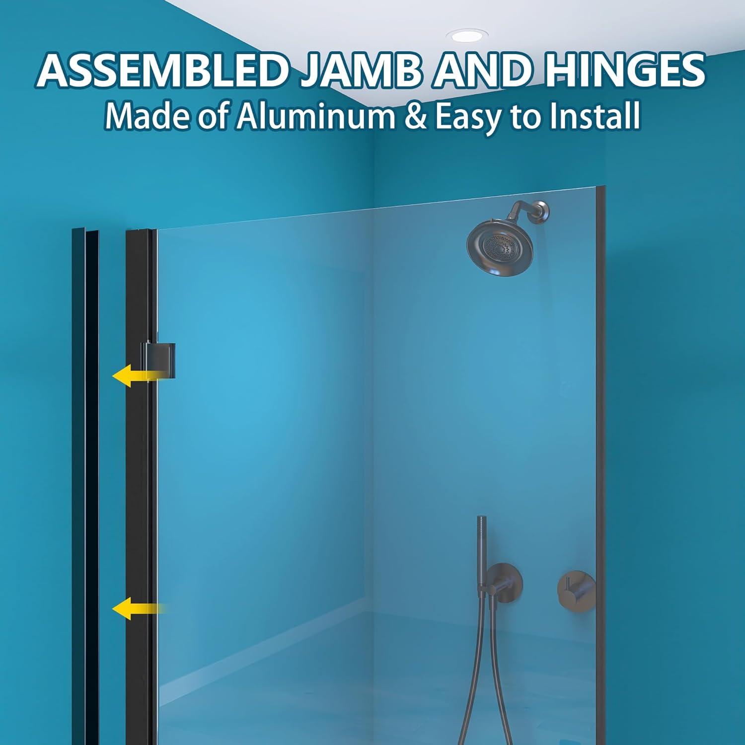 Pivot Shower Doors 36'' - 37.25'' W x 72'' H Door Frameless Pivot Shower Door with Tempered Glass