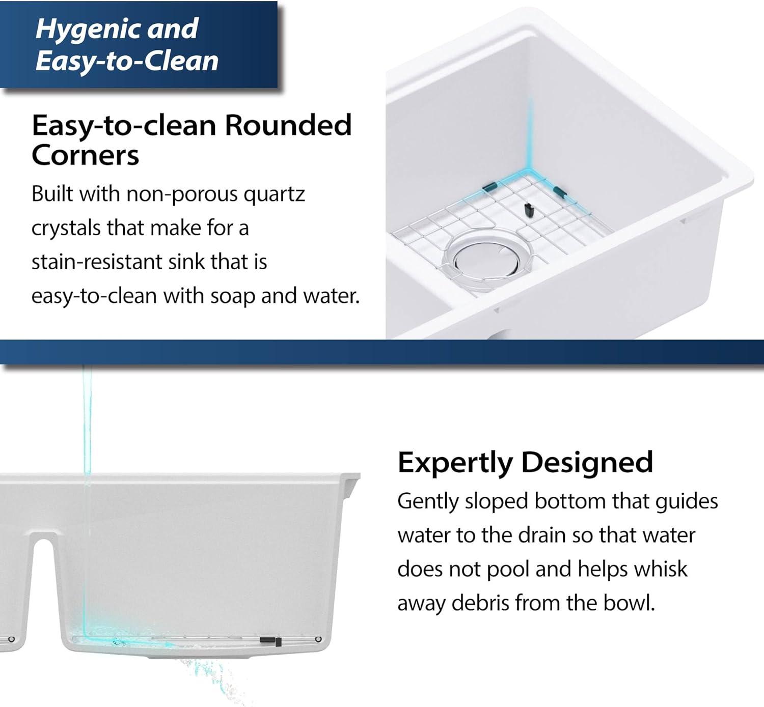 Quartz Undermount Sinks 32.5'' L Undermount Double Bowl Kitchen Sink