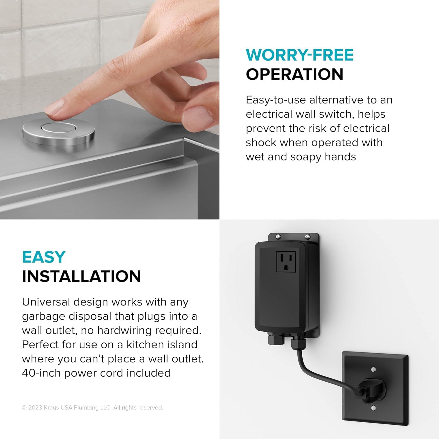 Kraus WasteGuard Stainless Steel Air Switch