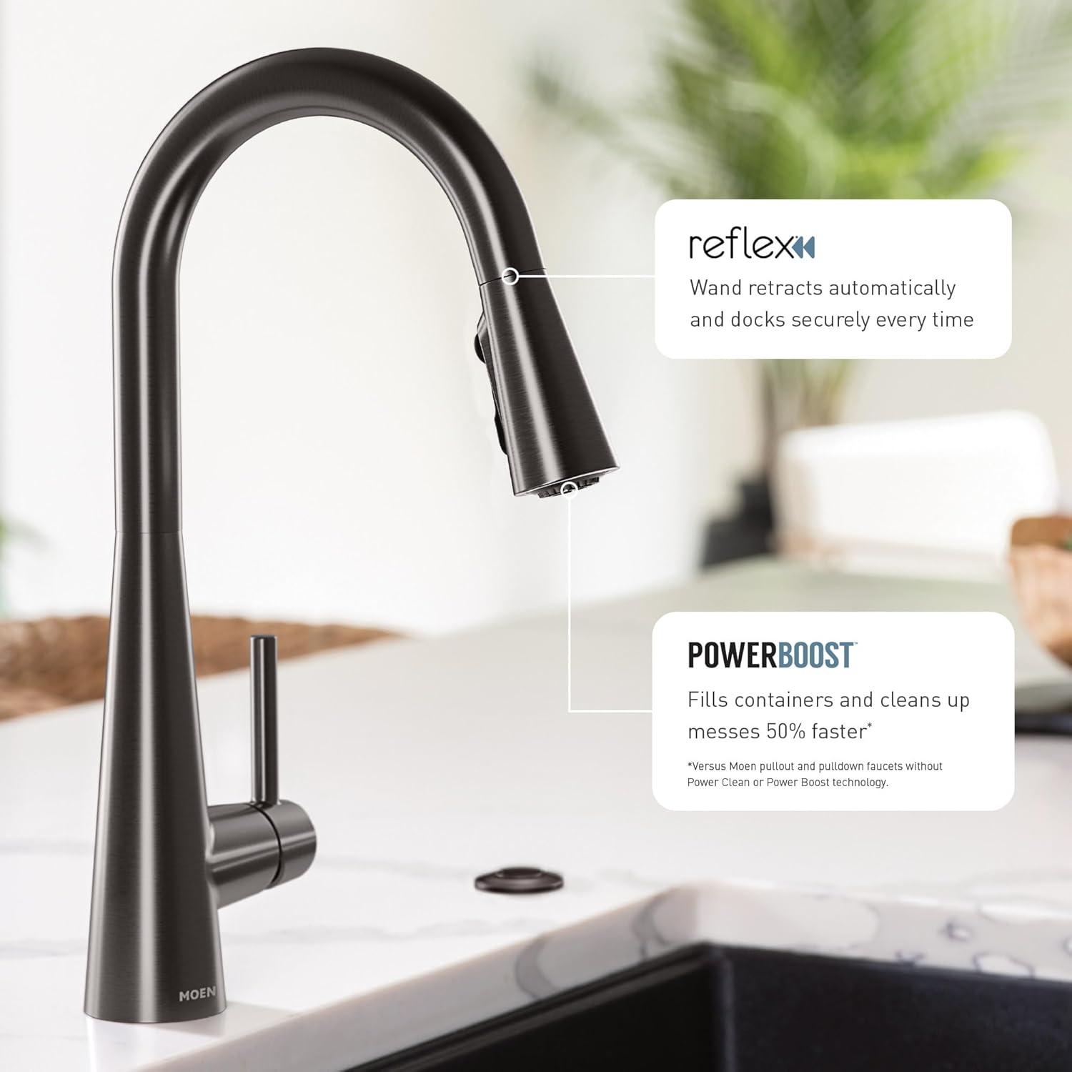 Moen Sleek Pull Down Single Handle Kitchen Faucet with Power Boost Technology and Duralock