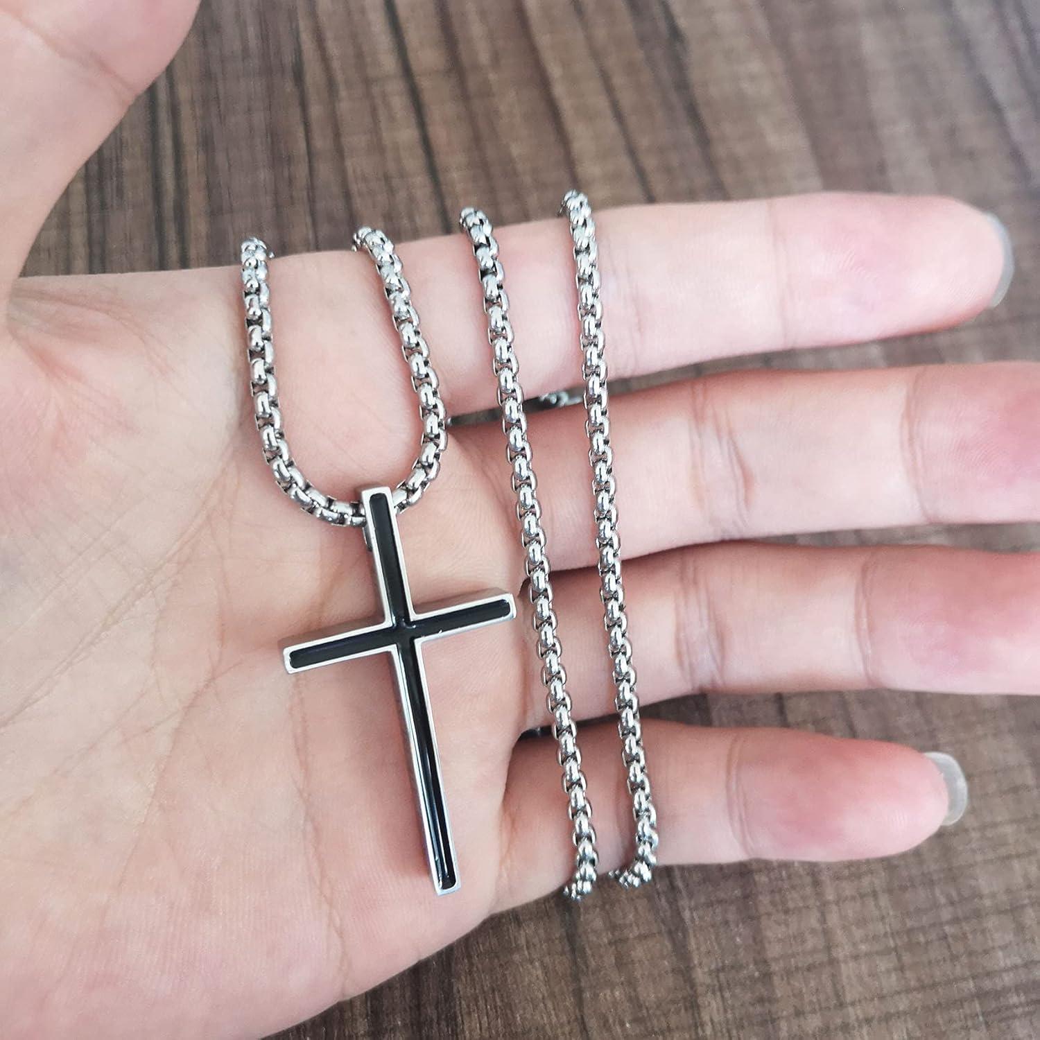 Philippians 4:13 Cross Pendant Necklace, I CAN DO ALL THINGS Bible Verse Stainless Steel Necklace Confirmation Jewelry Gifts