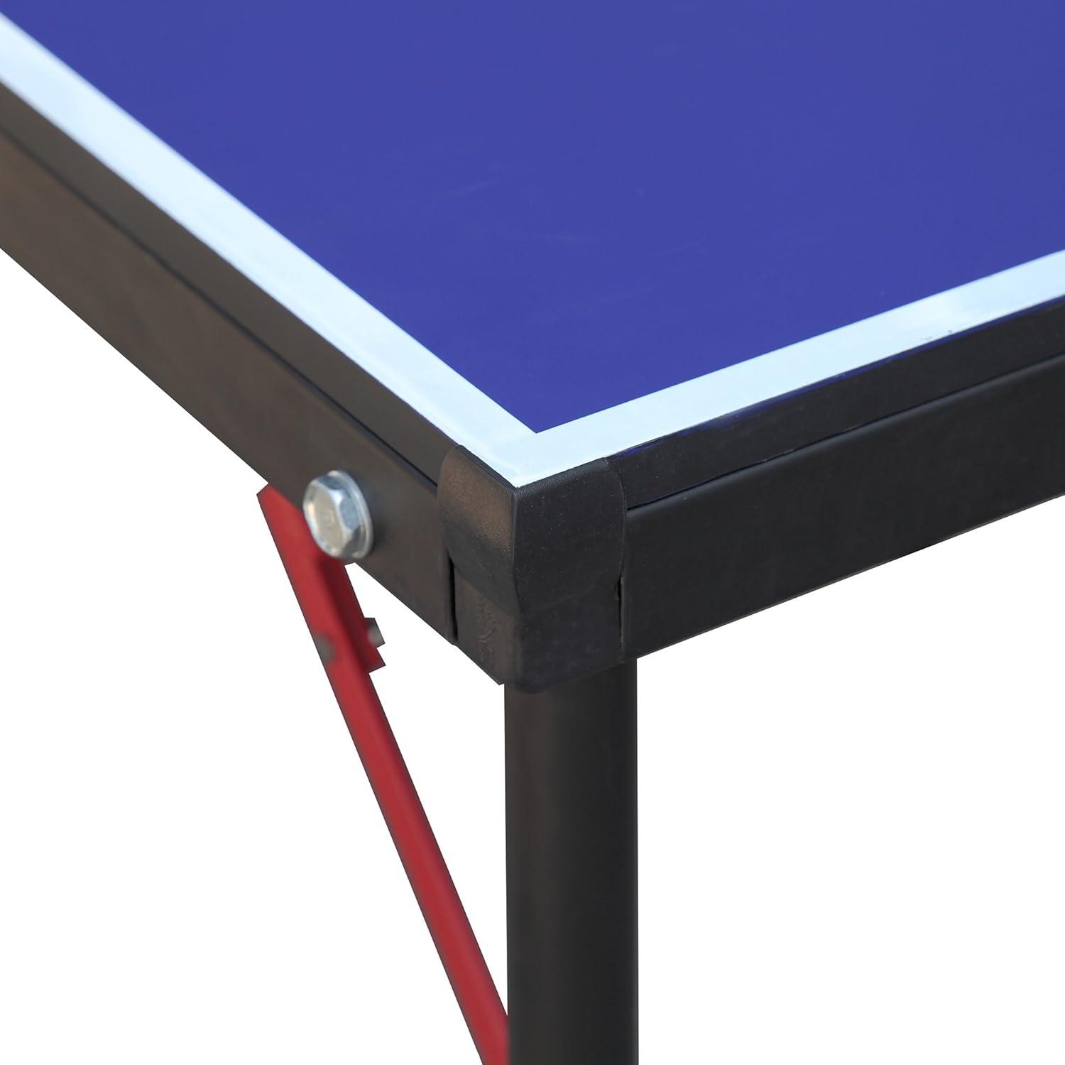 Compact 60" Blue Melamine Folding Indoor Table Tennis Table with Accessories