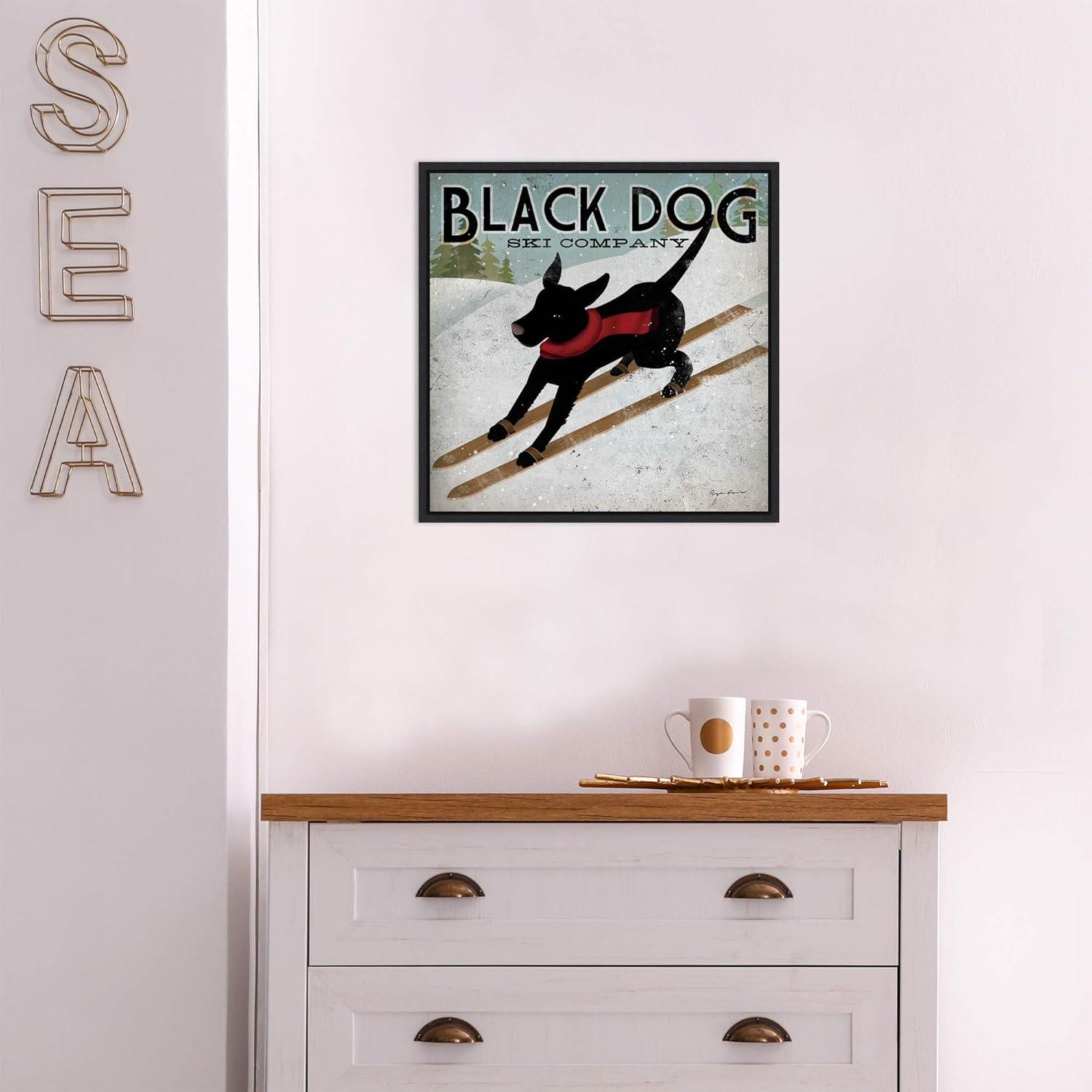 Amanti Art Black Dog Ski Co (square) by Ryan Fowler Framed Canvas Wall Art