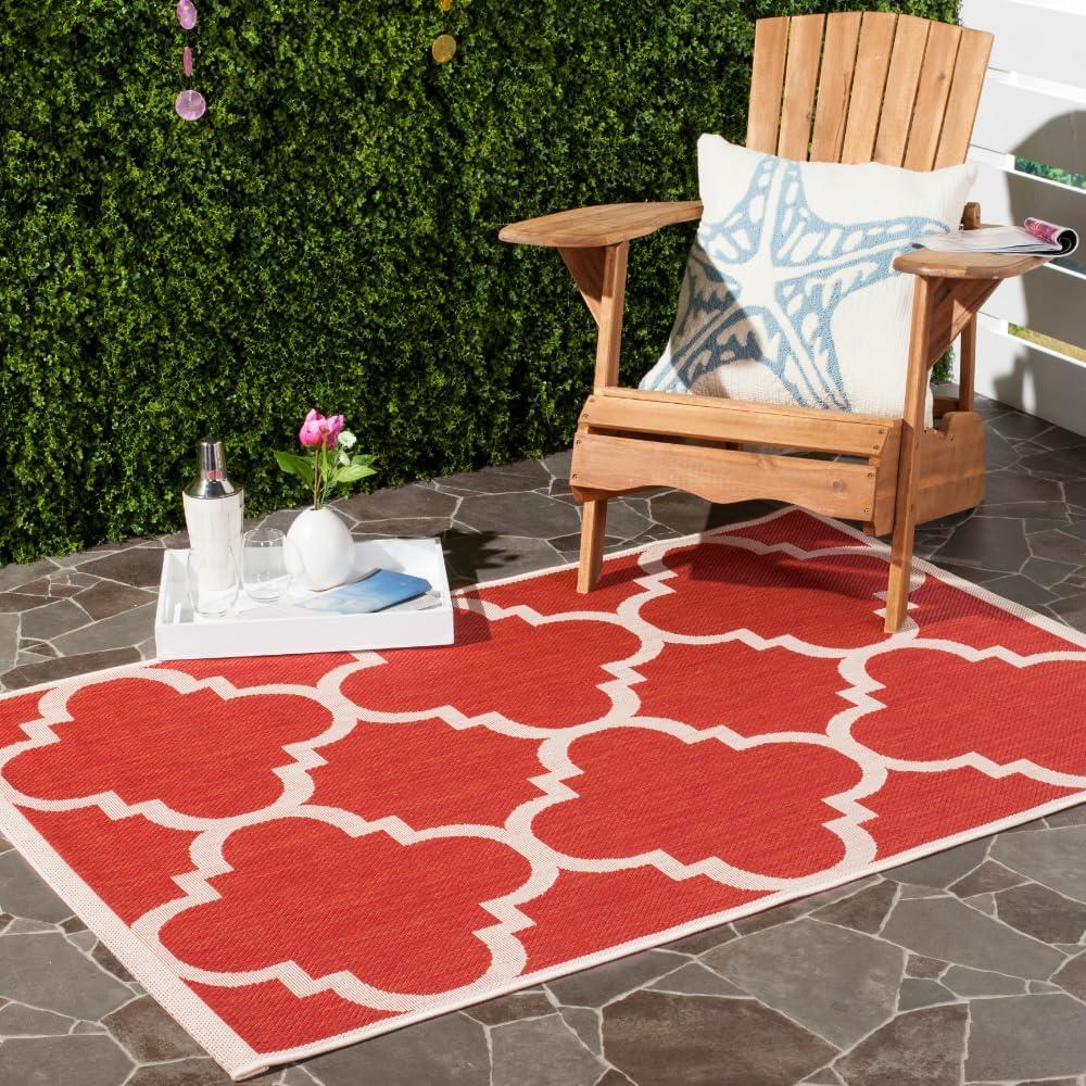 Safavieh Courtyard Becky Quatrefoil Indoor/Outdoor Area Rug, 4' x 4' Square, Red