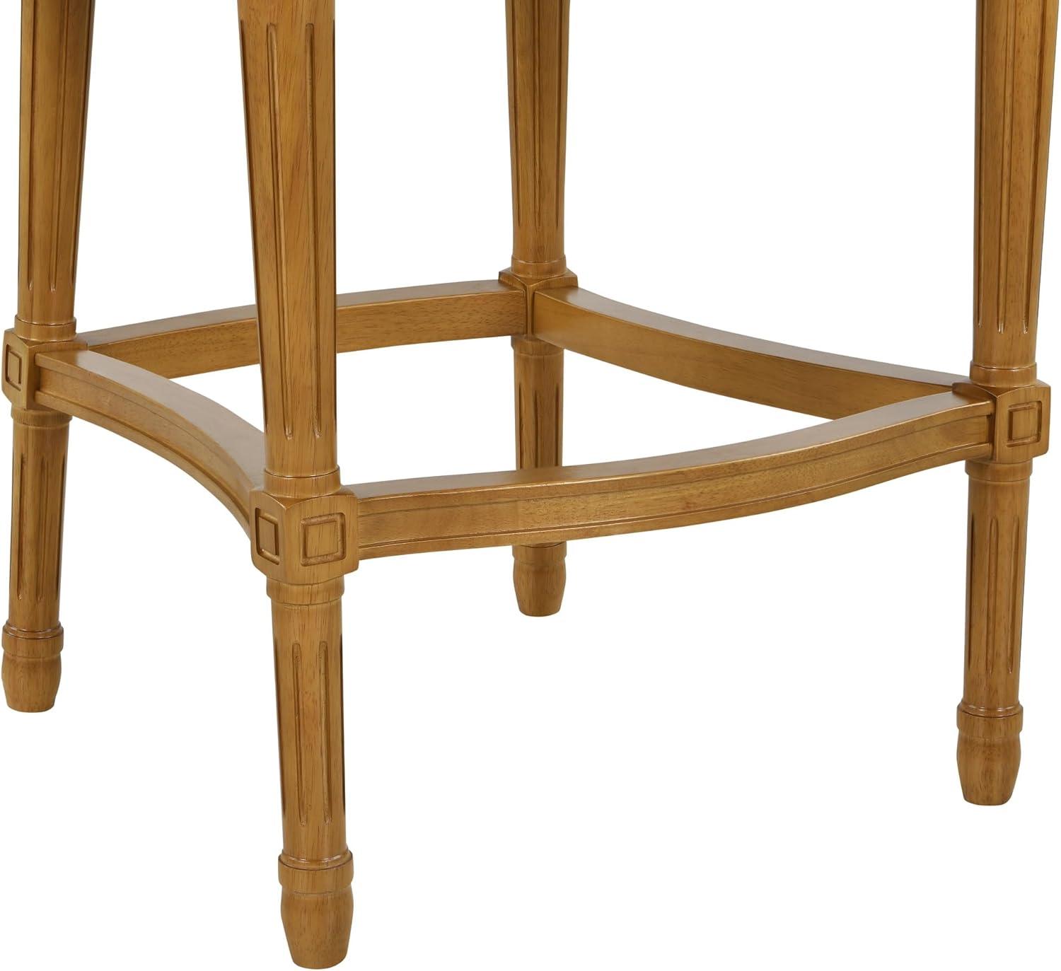 Francesca Tan Linen Cushioned Counter Height Stool with Oak Frame