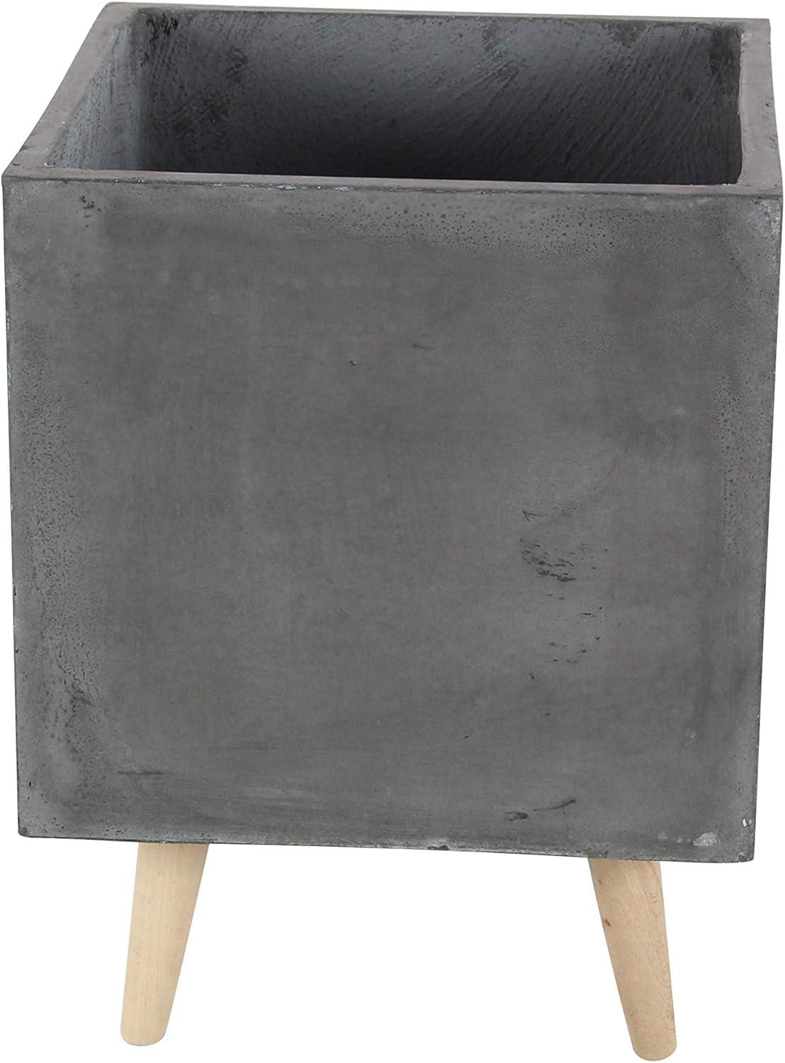 DecMode Fiber Clay Contemporary Planter, Dark Gray, Set of 2