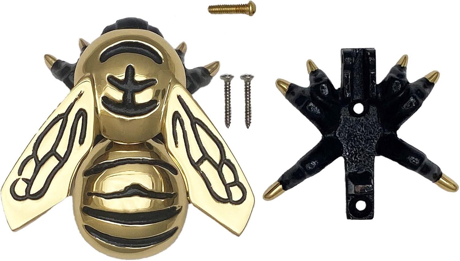 Polished Brass Bumblebee Door Knocker with Black Accents