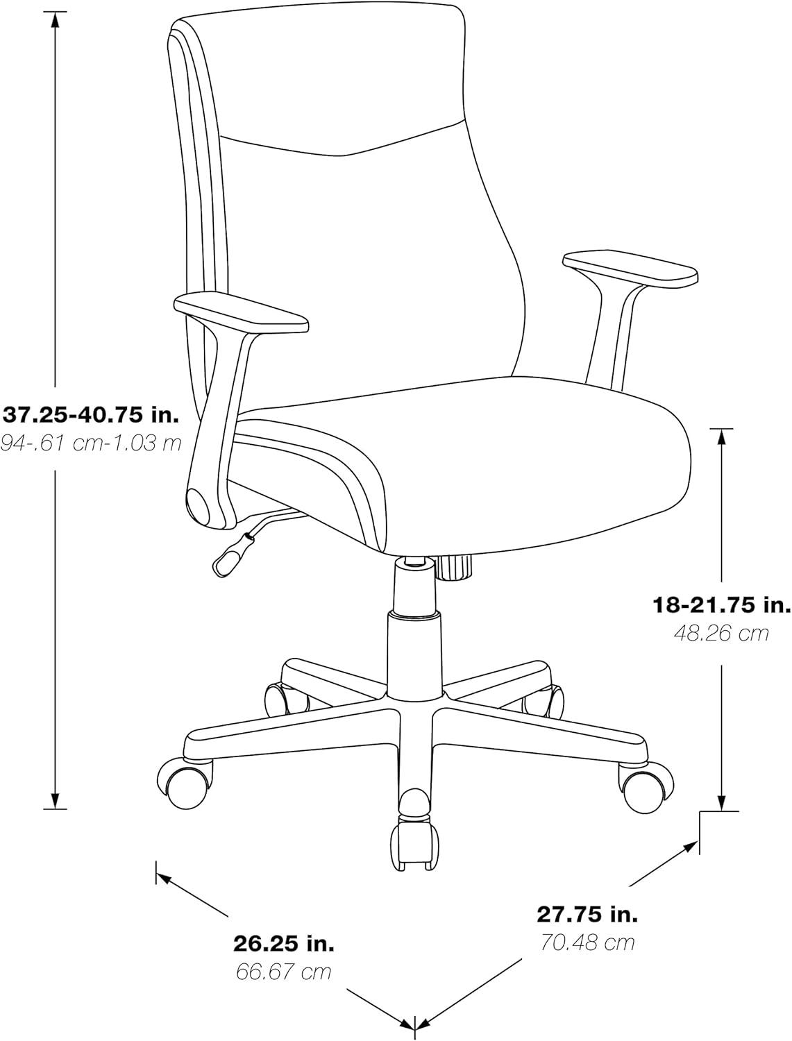 Mid-Back Managers Office Chair with Flip Up Arms in Chocolate Faux Leather