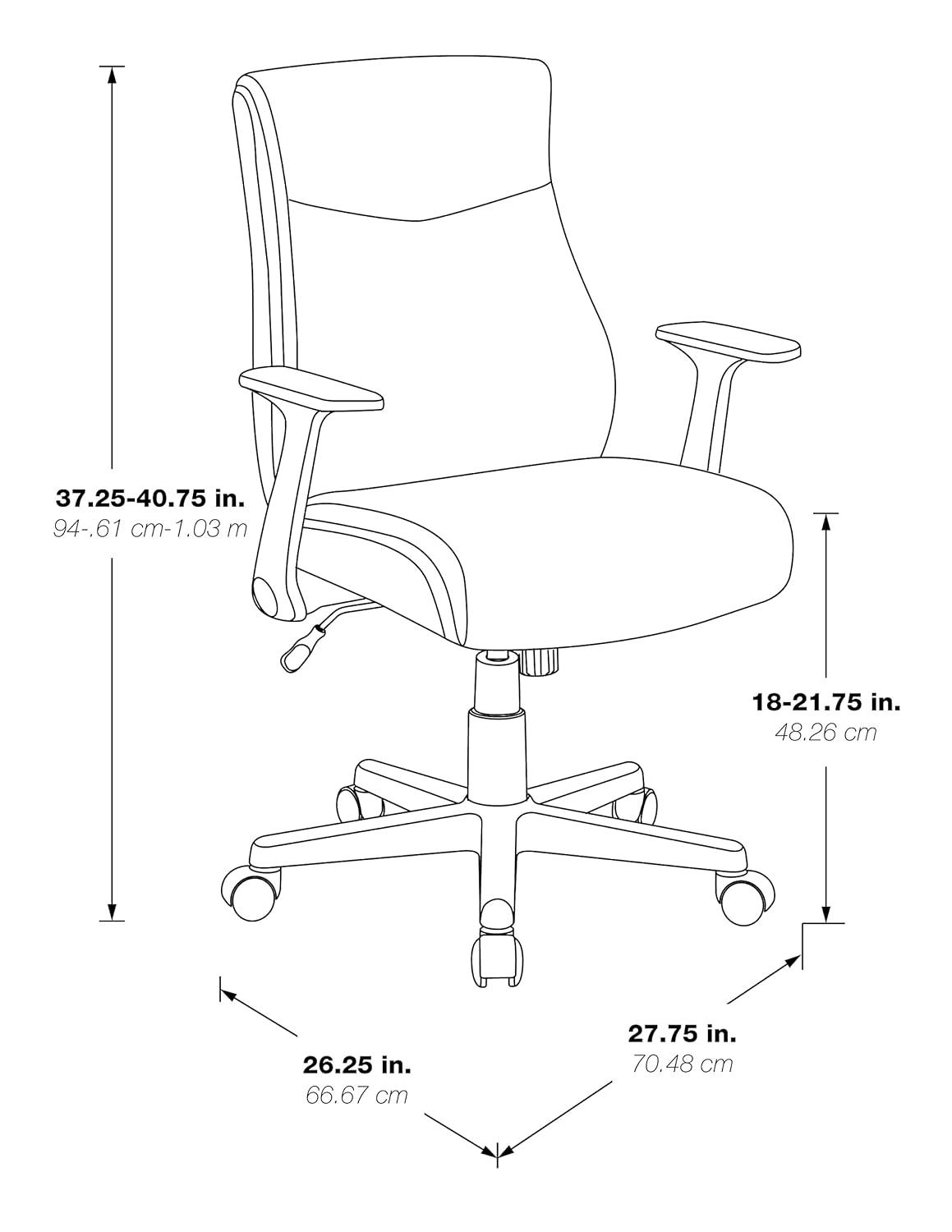 Mid-Back Managers Office Chair with Flip Up Arms in Chocolate Faux Leather
