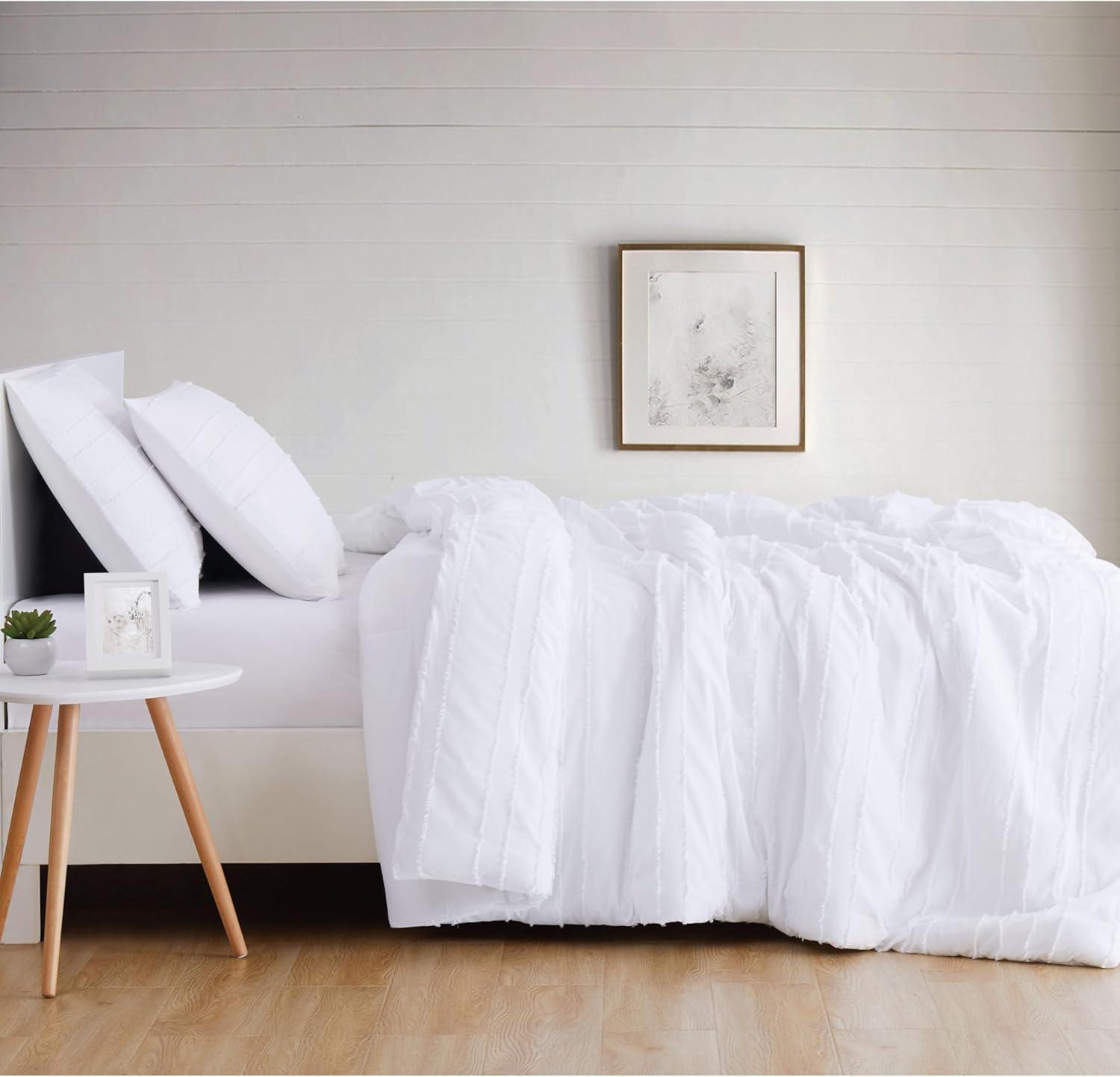 Carlisle White Cotton Full/Queen Duvet Cover Set