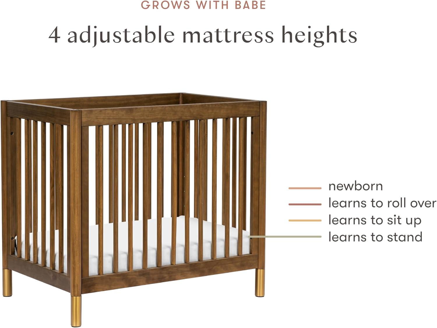 Babyletto Gelato Natural Walnut Wood 4-in-1 Convertible Mini Baby Crib