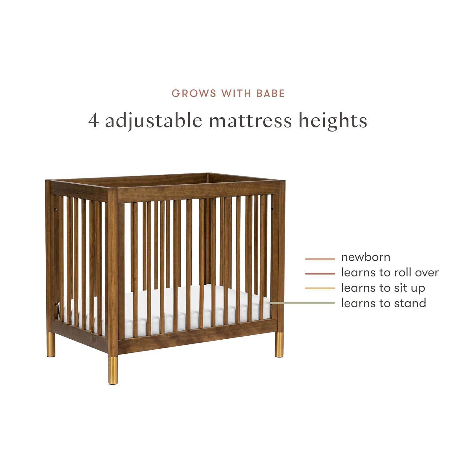 Babyletto Gelato Natural Walnut Wood 4-in-1 Convertible Mini Baby Crib