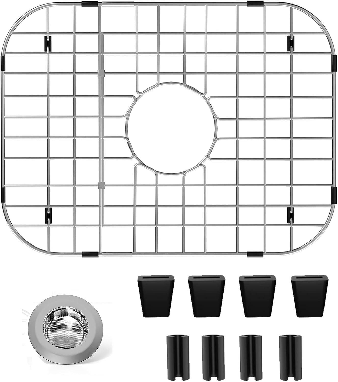 Rectangular Stainless Steel Sink Grid with Center Drain