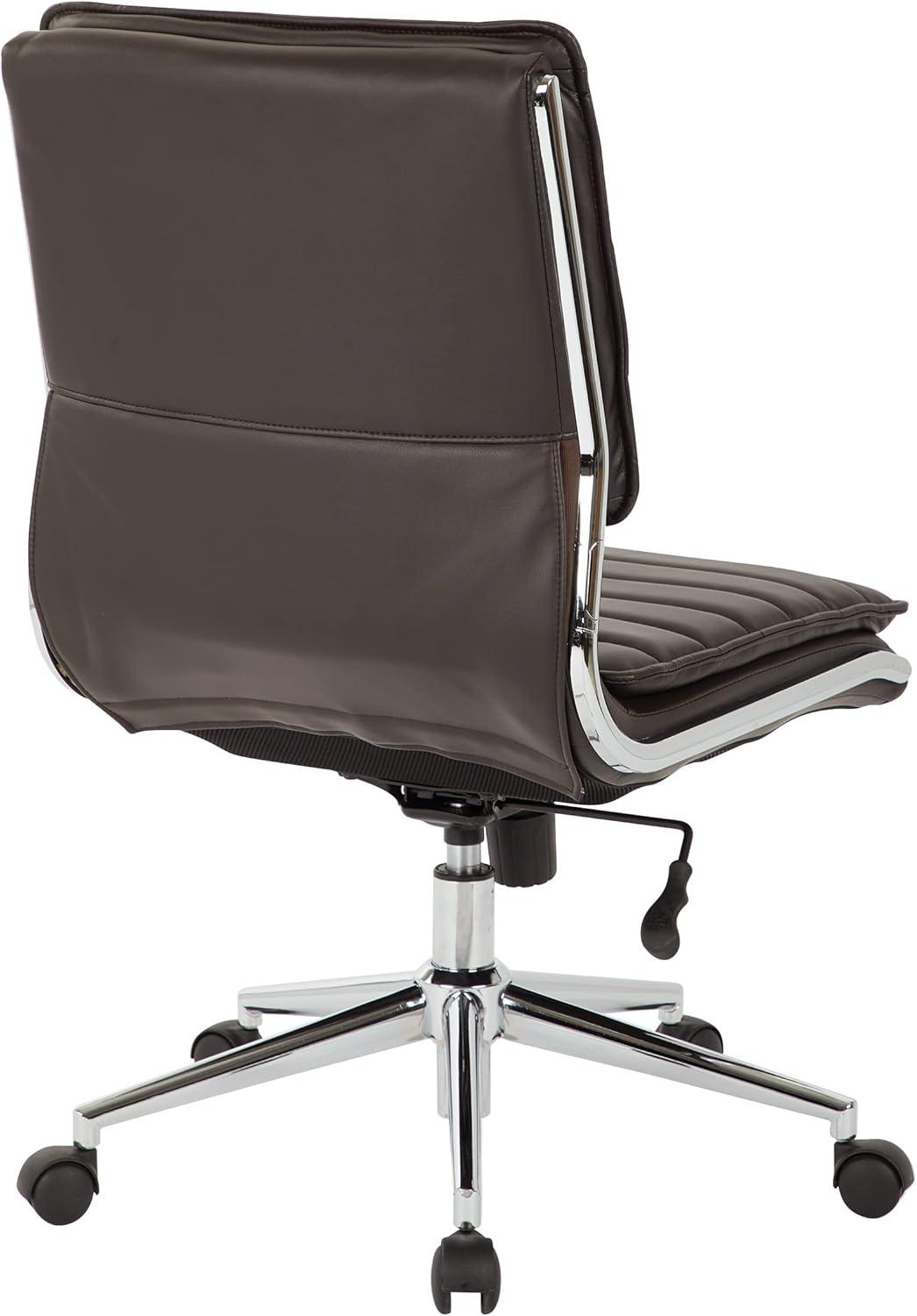 Espresso Executive Swivel Office Chair with Leather and Metal Base