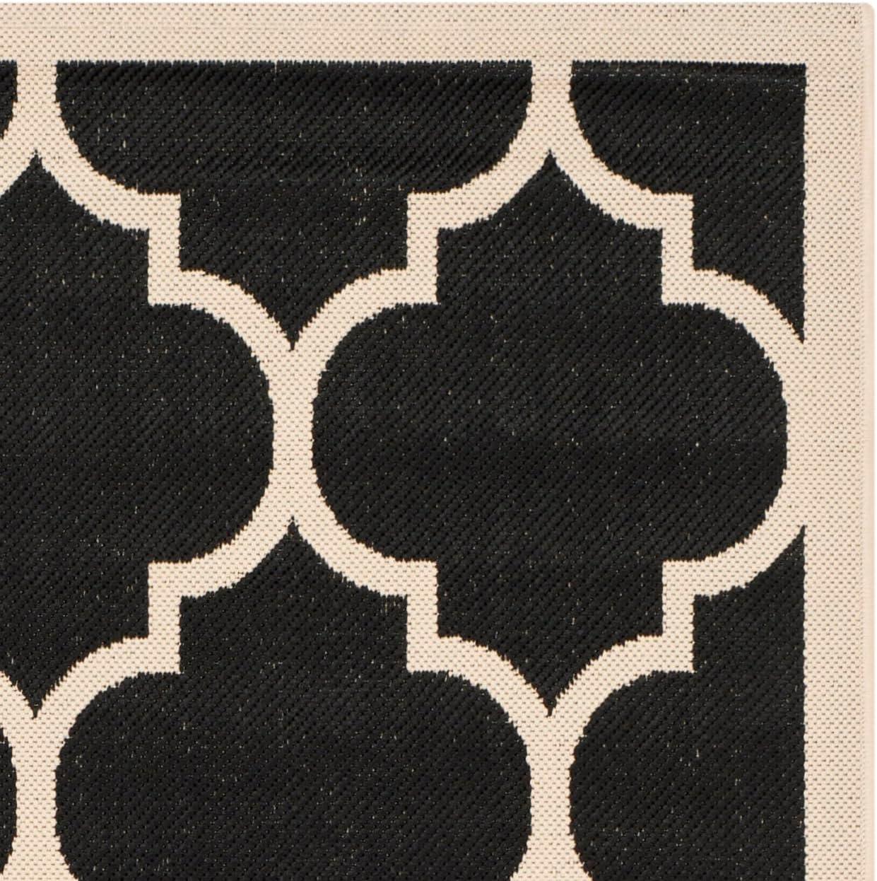 Courtyard CY6914 Power Loomed Indoor/Outdoor Area Rug - Black/Beige - 4'x5'7" - Safavieh.