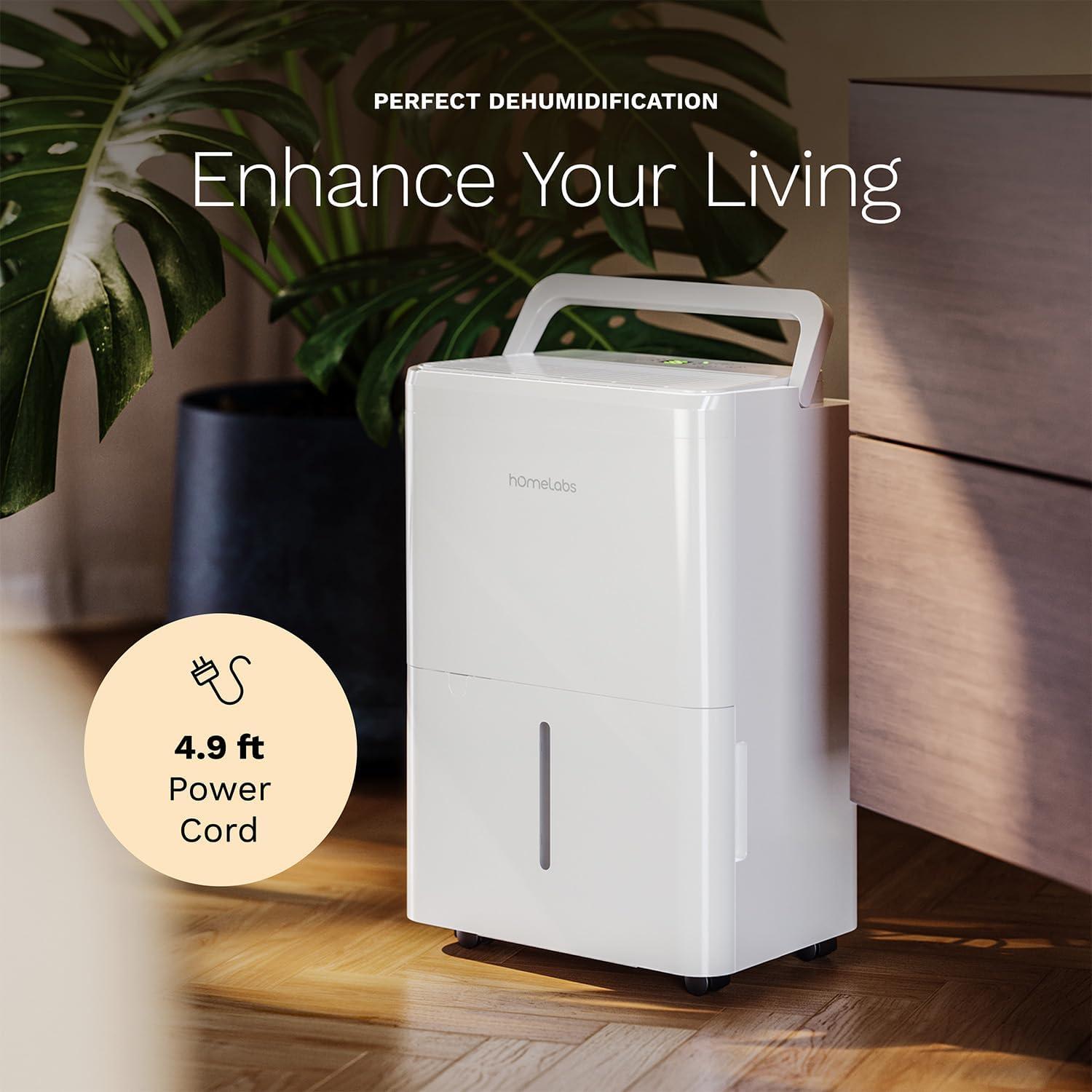 hOmeLabs hOmeLabs 4,000 Sq. Ft Energy Star Dehumidifier with Pump – Ideal for Bedrooms and Laundry Rooms