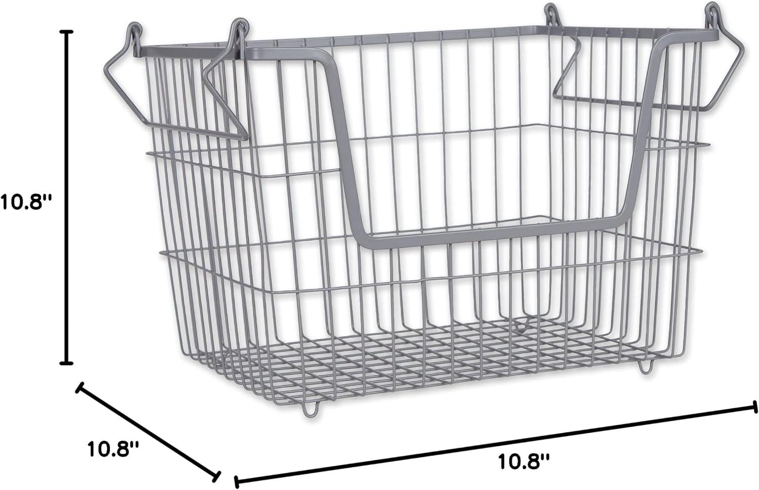 Metal Basket Cool Gray Rectangle Medium 13X11X9