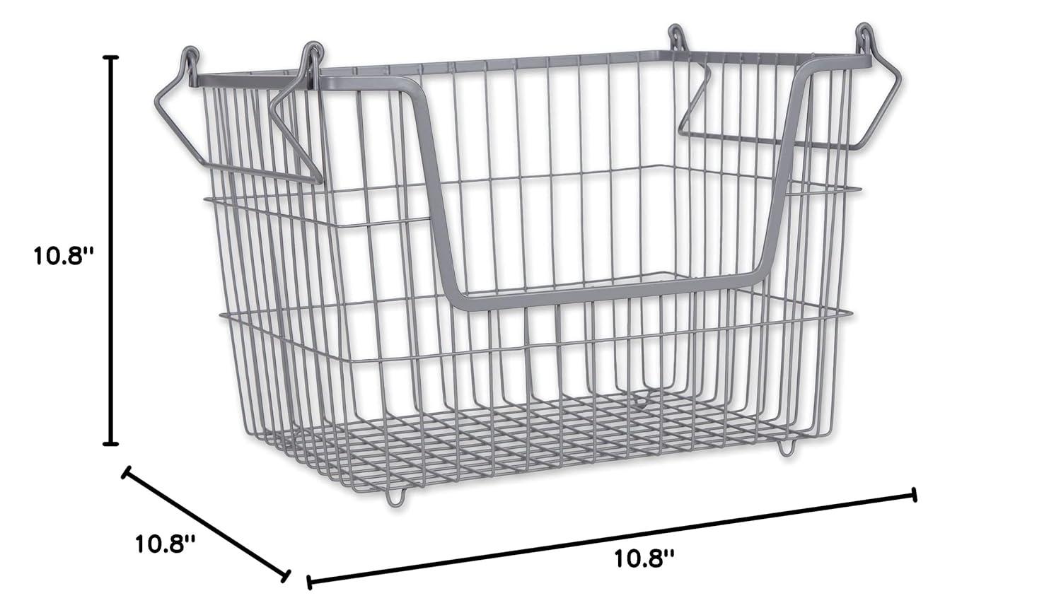 Metal Basket Cool Gray Rectangle Medium 13X11X9