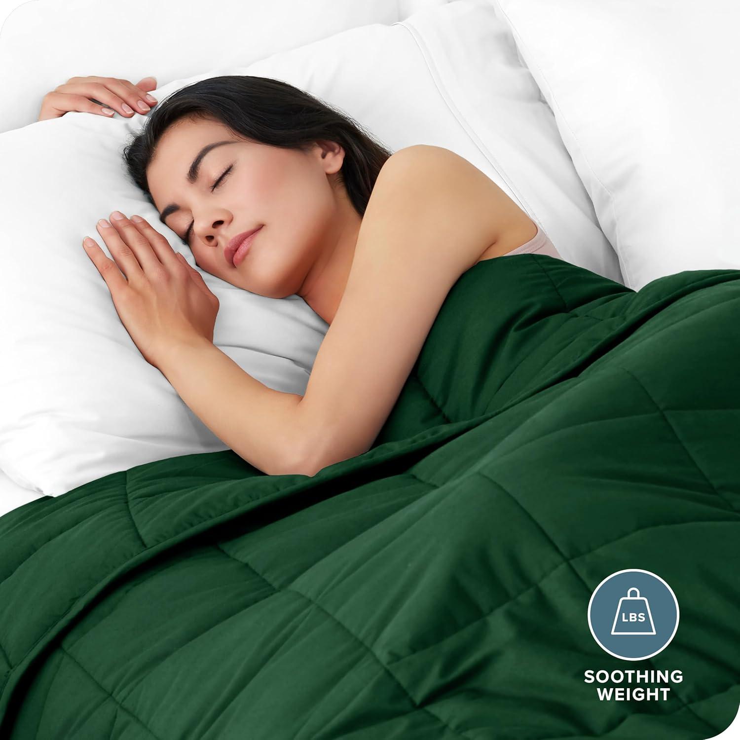 17 lb 60" x 80" Weighted Blanket Cotton Forest Green by Bare Home