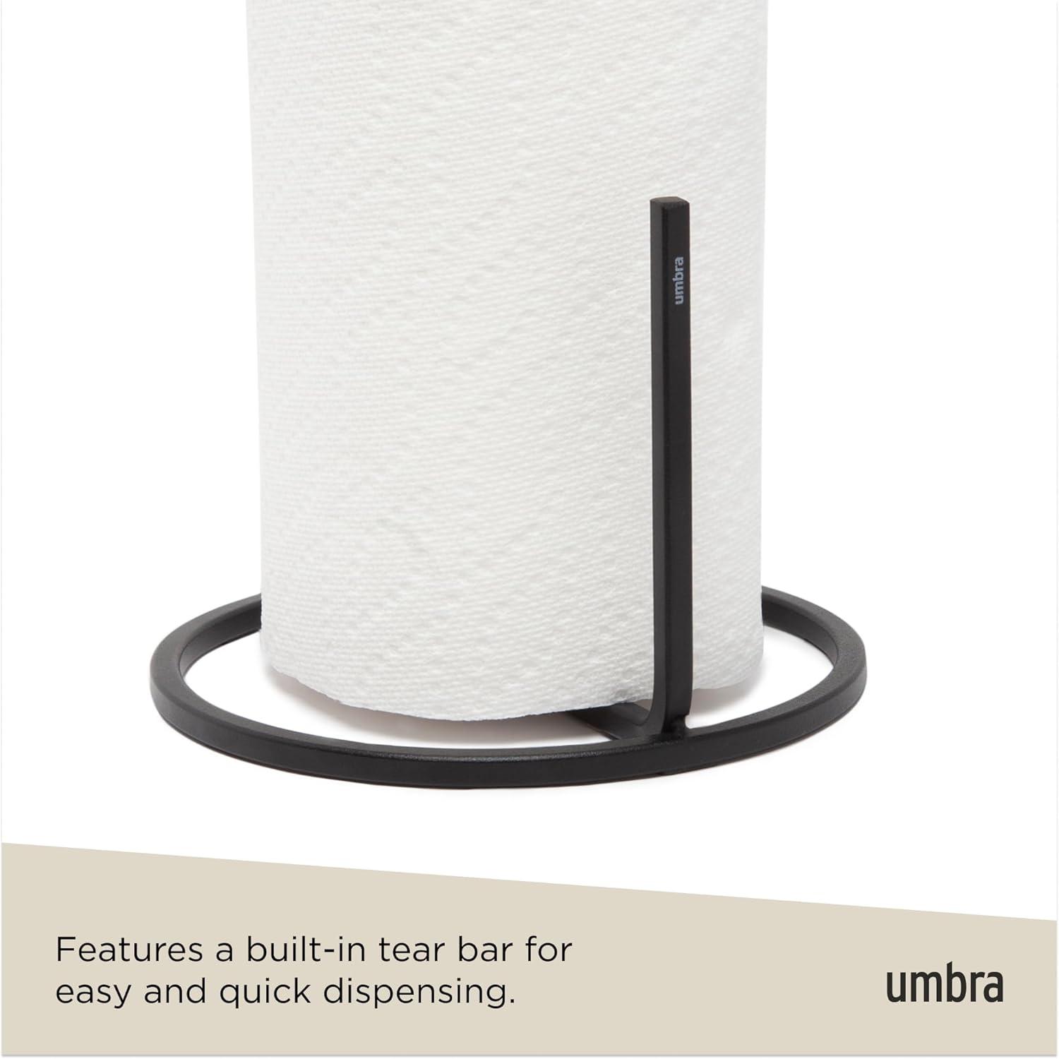 Umbra Squire Paper Towel Holder for Kitchen, Bent Metal Wire Looks Like Cast Iron, Black