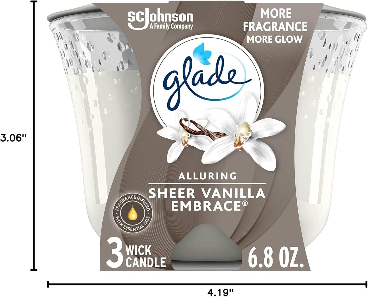 Glade 3 Wick Candles Sheer Vanilla Embrace - 6.8oz