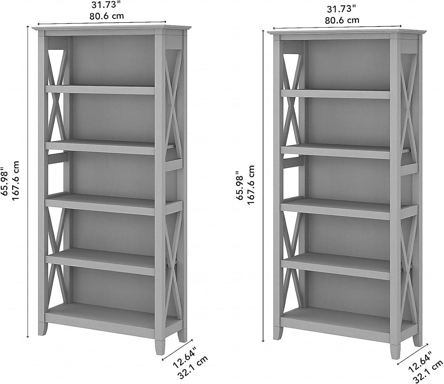 Key West 5 Shelf Bookcase Set in Bing Cherry - Engineered Wood