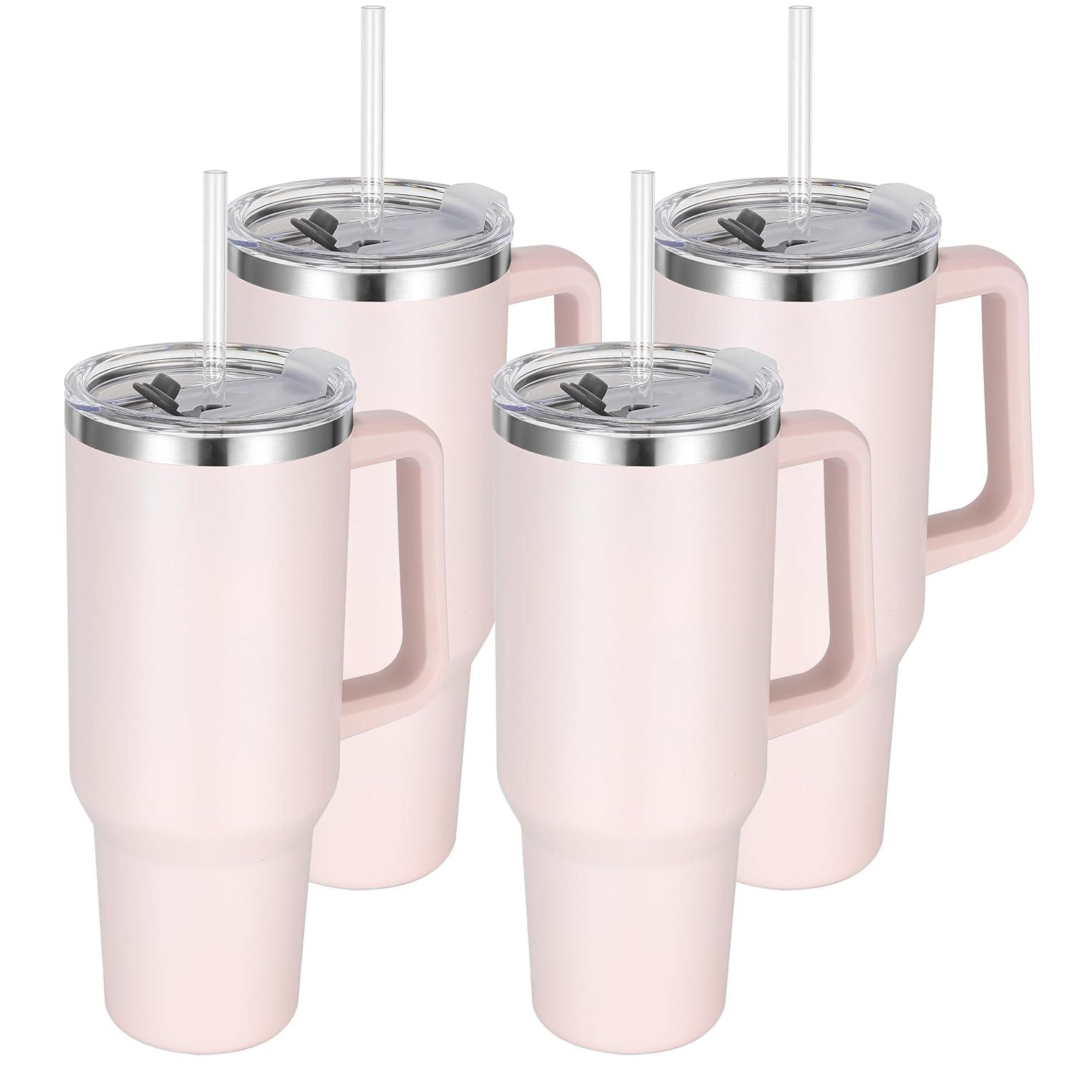 40oz Explosive Car Cup Handle Thermos Cup Stainless Steel Large Capacity Cold Straw Ice Bullion Cup