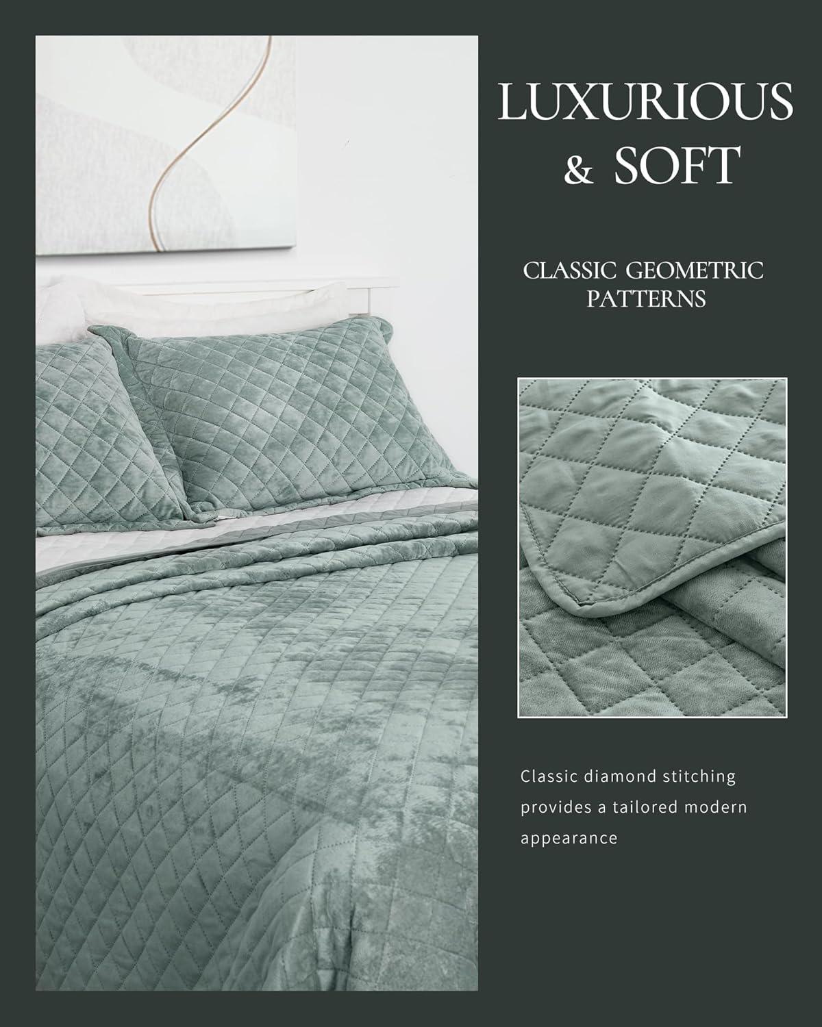 Royal Velvet Diamond Velvet Quilt Set