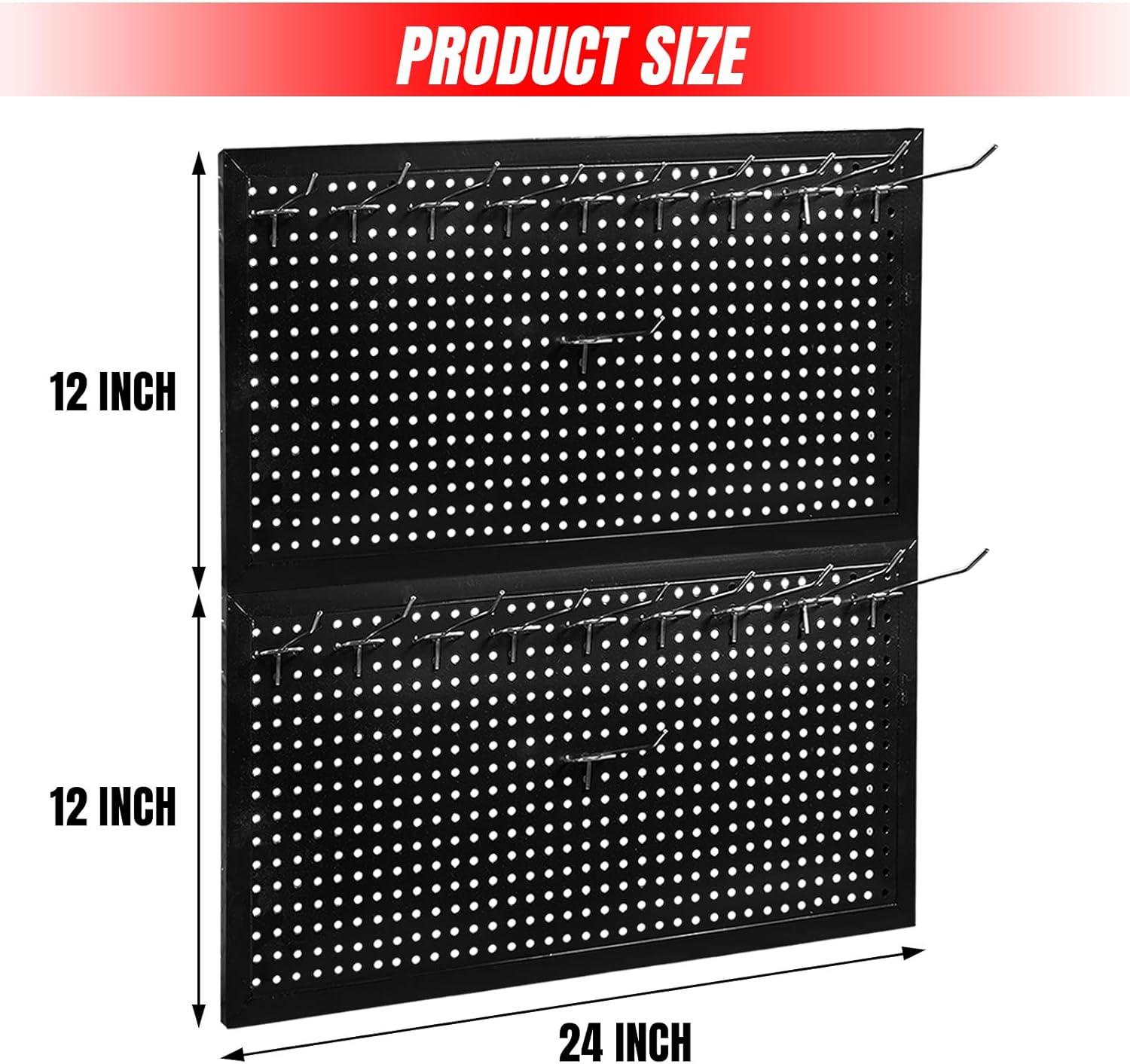 Torin 22 Piece Metal Wall Pegboard Utility Tool Storage System: Modular Pegboard Organizer Board Kit for Optimal Tool Organization in Garage, Workbench, Shop, Shed (Black)
