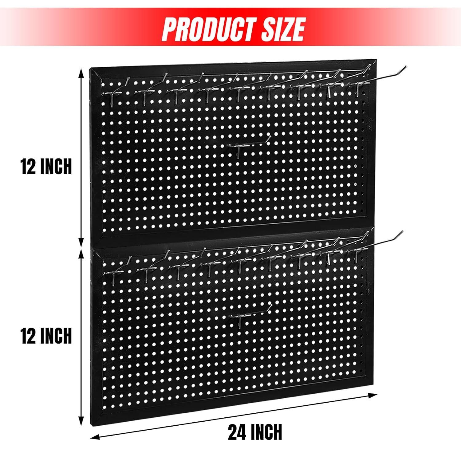 Torin 22 Piece Metal Wall Pegboard Utility Tool Storage System: Modular Pegboard Organizer Board Kit for Optimal Tool Organization in Garage, Workbench, Shop, Shed (Black)