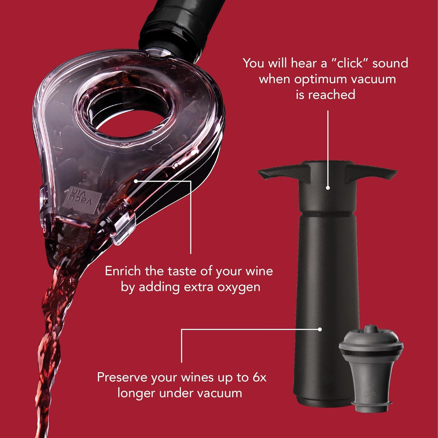 Vacu Vin Set of 5 Air Deluxe Wine Set Black