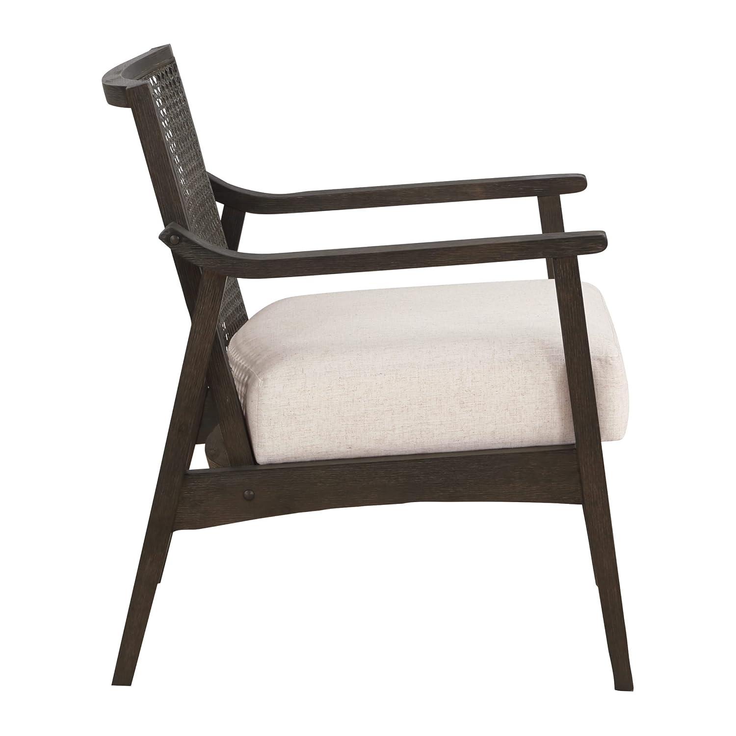 Lantana Arm Chair Linen - OSP Home Furnishings: Woven Cane Back, Polyester Cushion, Rustic Gray Finish