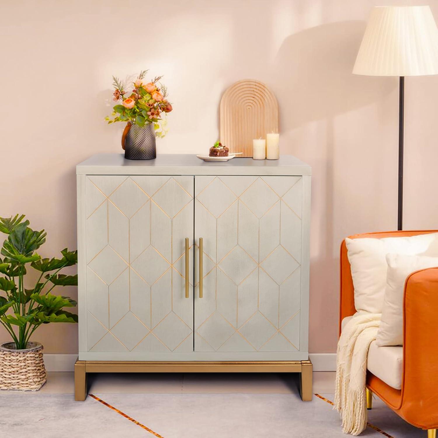 Everly Quinn Cabinet with 2 Doors, Storage Cabinet Sideboard