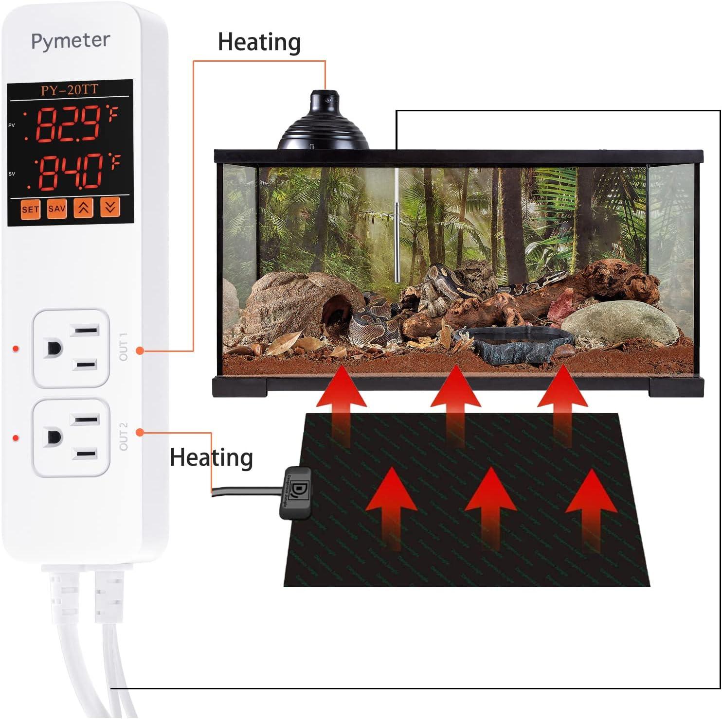 White Digital Temperature Controller with Dual Probes for Heat Mat