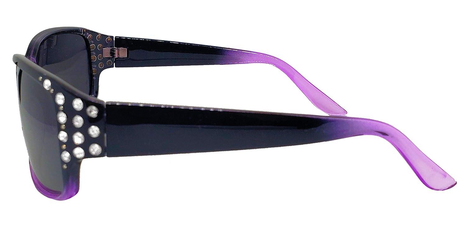Polarized Sunglasses for Women - Premium Fashion Sunglasses - HZ Series Diamante Womens Designer Sunglasses (Black & Lavender, Dark Smoke)