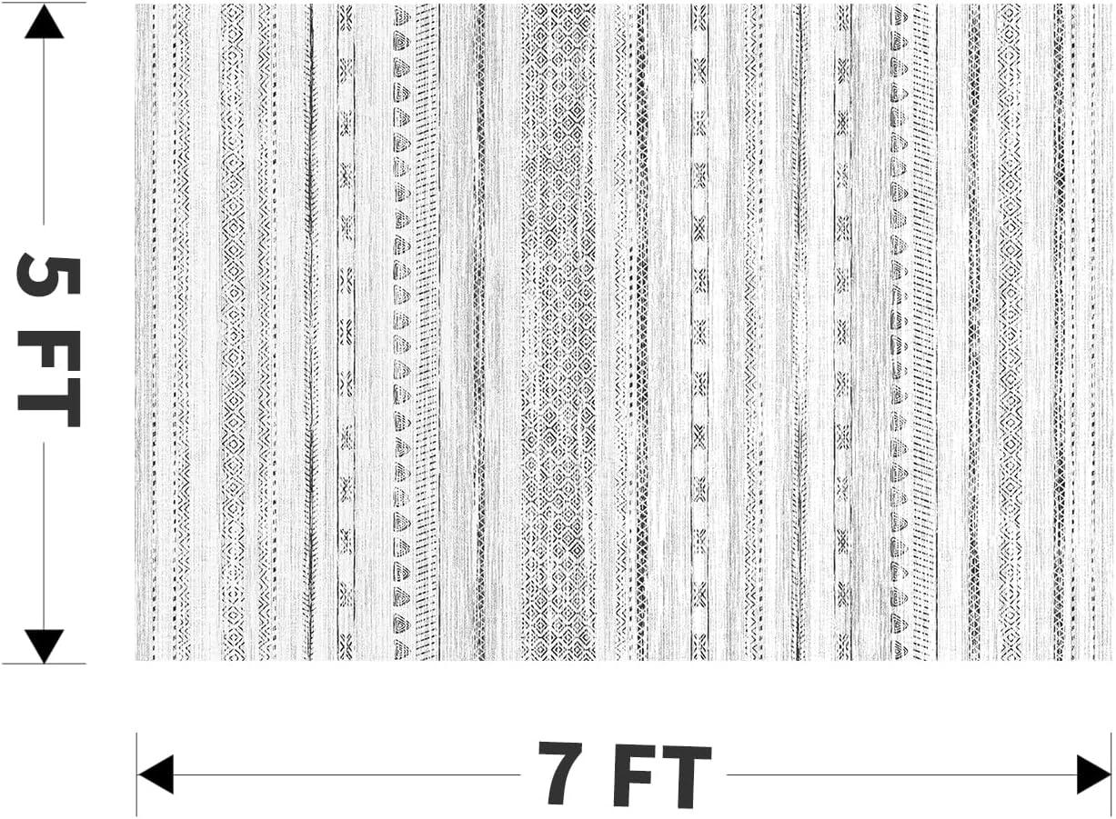 Loon Peak® 5x7 Area Rugs for Living Room Machine Washable Rug Distressed Indoor Carpet Neutral Moroccan Boho Rug Ultra Soft Area Rug for Bedroom Dining Room Playroom Office, Grey