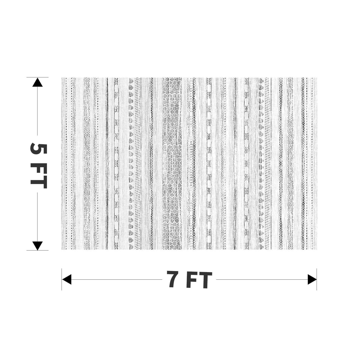 Loon Peak® 5x7 Area Rugs for Living Room Machine Washable Rug Distressed Indoor Carpet Neutral Moroccan Boho Rug Ultra Soft Area Rug for Bedroom Dining Room Playroom Office, Grey