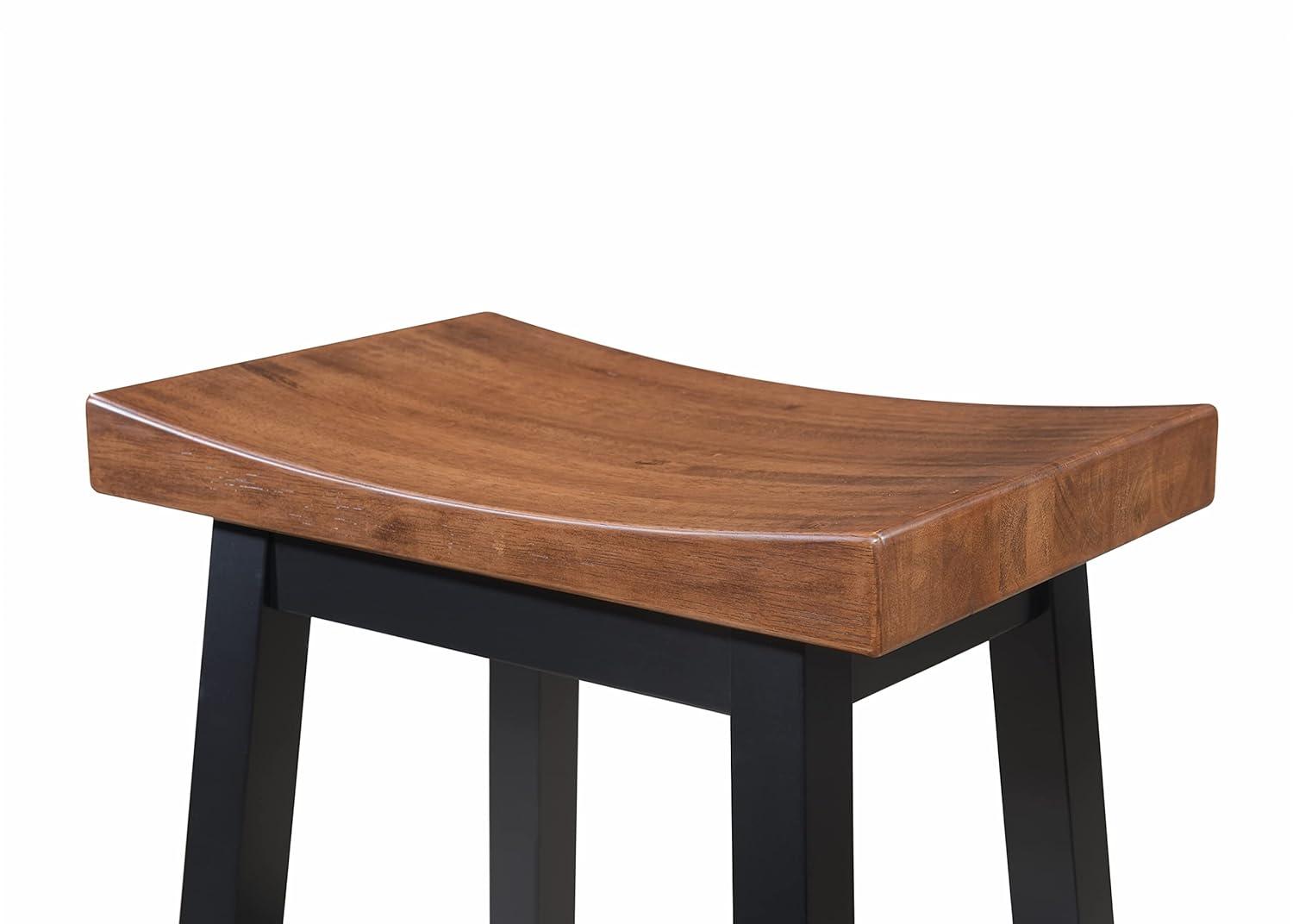 LuXeo LuXeo Lakewood Solid Wood Saddle Barstool (Set of 2)