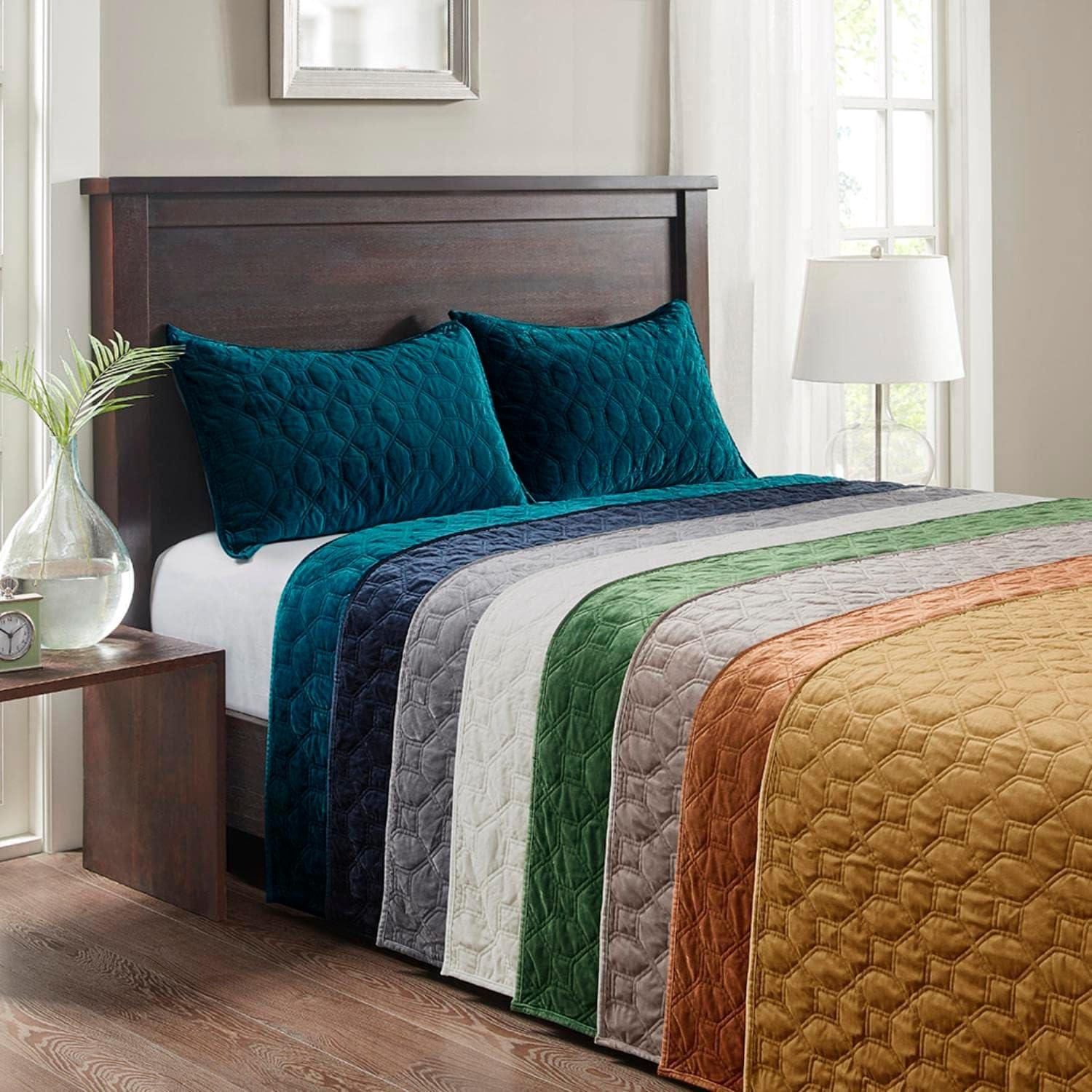 Madison Park Mercer Faux Velvet Reversible Coverlet Set