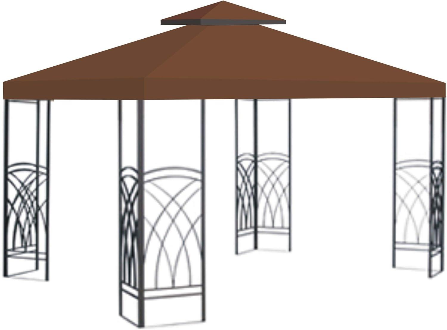 BenefitUSA Brown Double Tier Replacement 10'X10'Gazebo Canopy top Patio Pavilion Cover Sunshade plyester