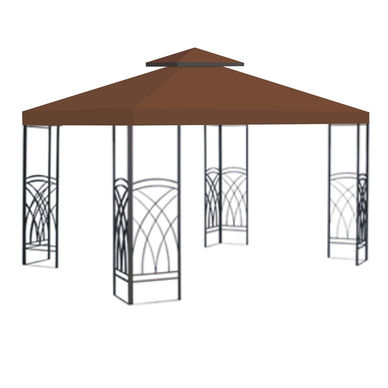 BenefitUSA Brown Double Tier Replacement 10'X10'Gazebo Canopy top Patio Pavilion Cover Sunshade plyester