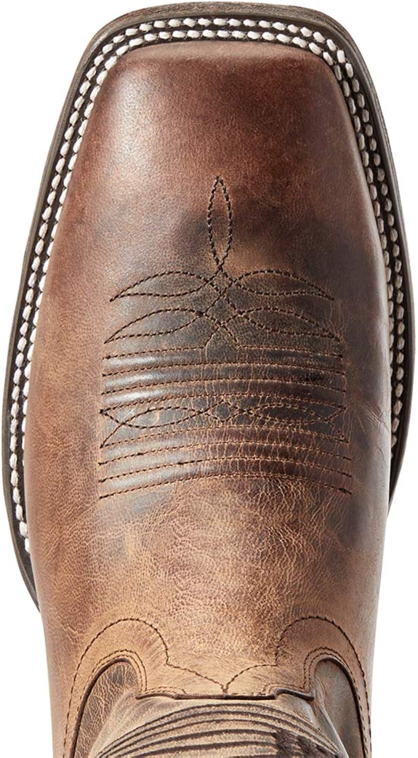 Weathered Tan Genuine Leather Mid-Calf Western Boot