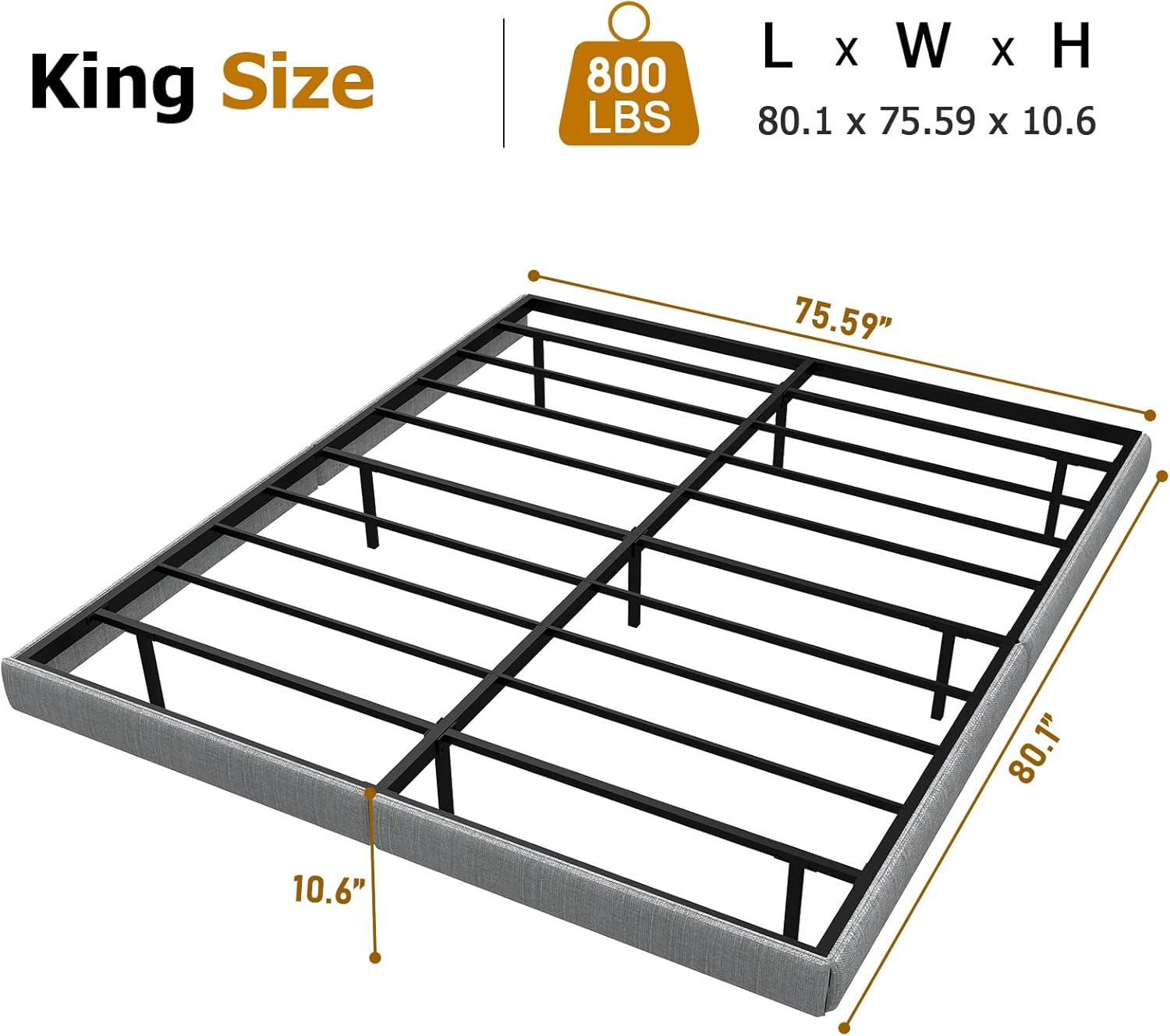 Floating Bed Frame With Led Lights Metal Platform Bed, No Squeak