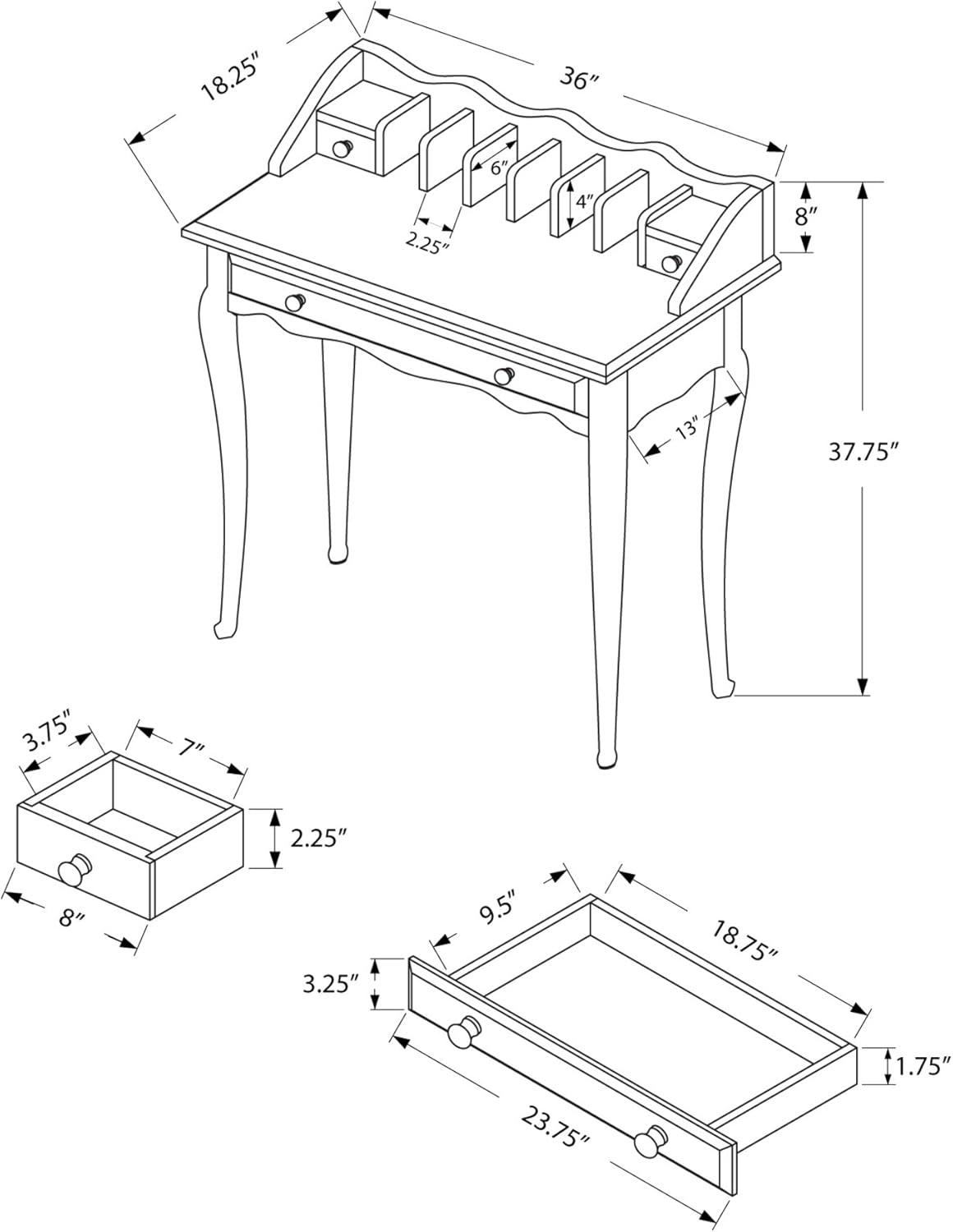 Monarch Specialties Computer Desk, Home Office, Laptop, Storage Drawers, 36"L, Work, Brown Wood