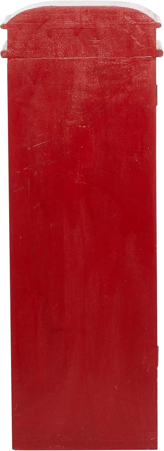 DecMode 11" x 30" Red Wooden London Telephone Booth 2 Shelf Storage Unit, 1-Piece