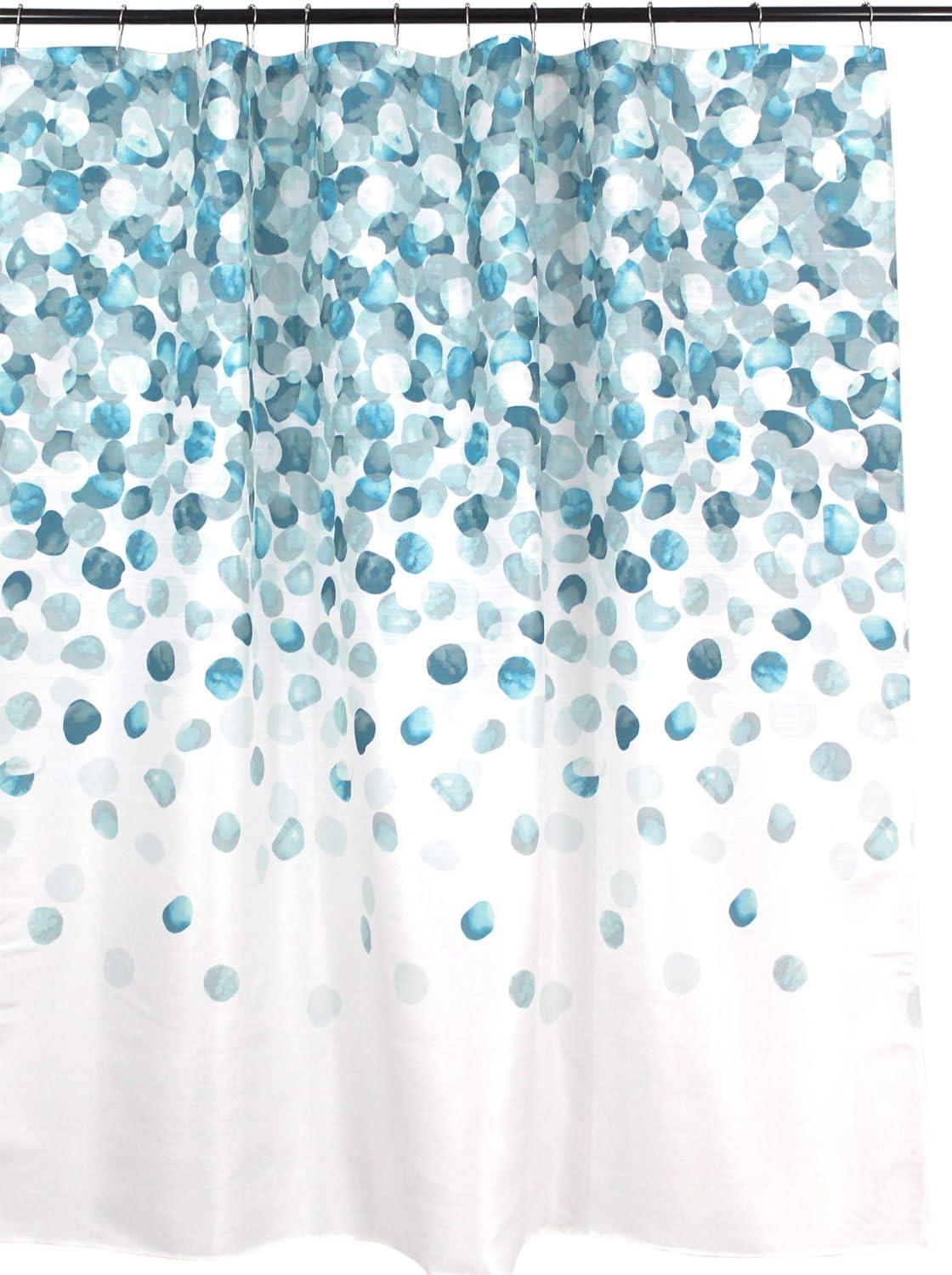 Modern Blue and White Geometric Fabric Shower Curtain