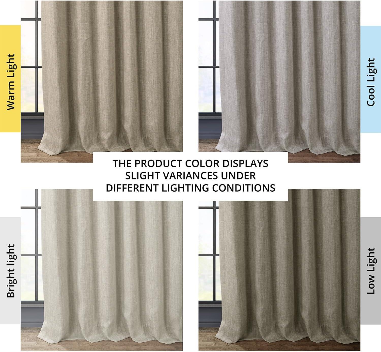 Oatmeal Faux Linen Room Darkening Curtain (1 Panel), Oatmeal, 50W X 96L