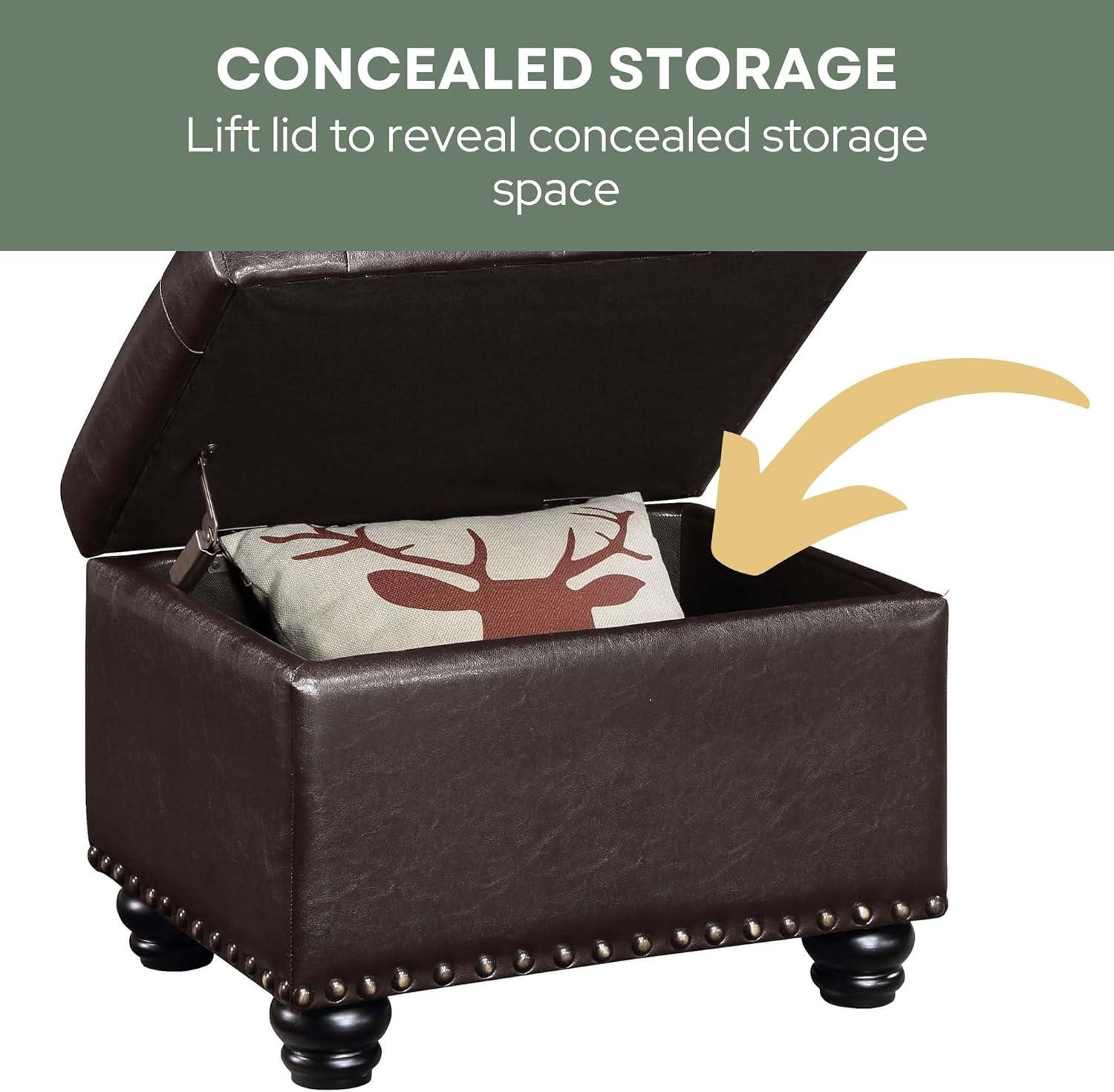 Designs4Comfort 5th Avenue Storage Ottoman in Espresso Faux Leather