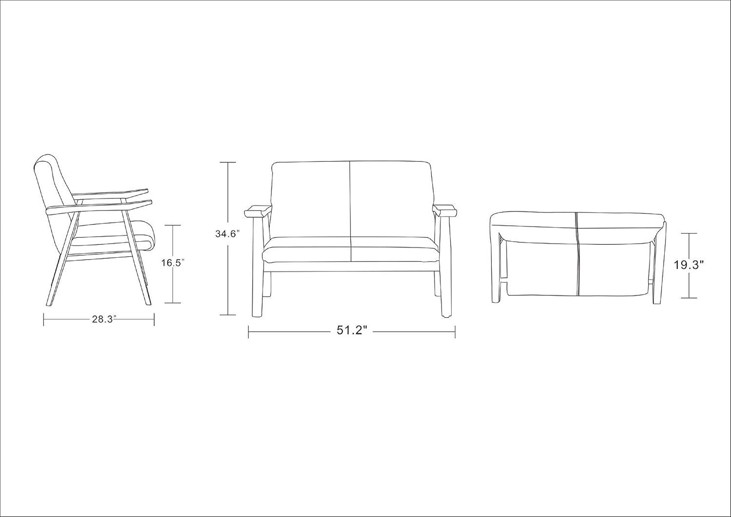 Arch Duke Faux Leather 2 Seater Loveseat Black - Manhattan Comfort: Beechwood Legs, No Assembly Required, Semi-Gloss Finish